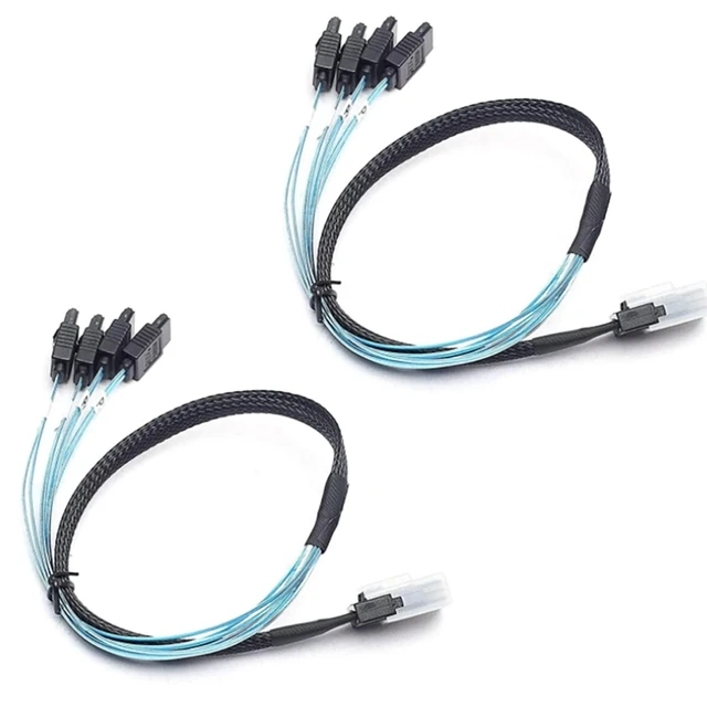 Alt view image 10 of 10 - Mini SAS 8087 to 4* SATA 7 Pin Female Internal Server Cable 30AWG High Speed Data Transfer Cord with 10 Ohm Impedance (1M)