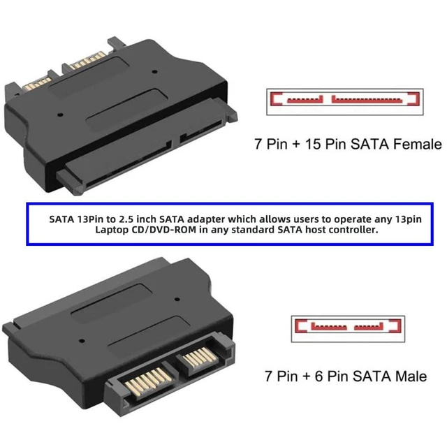 Alt view image 13 of 14 - SATA 22Pin Male to Slimline SATA 13P Female HDD HD Hard Disk Drive Convertor Adapter 6Gbps for Universal Laptop CD DVD-ROM Optical Bay
