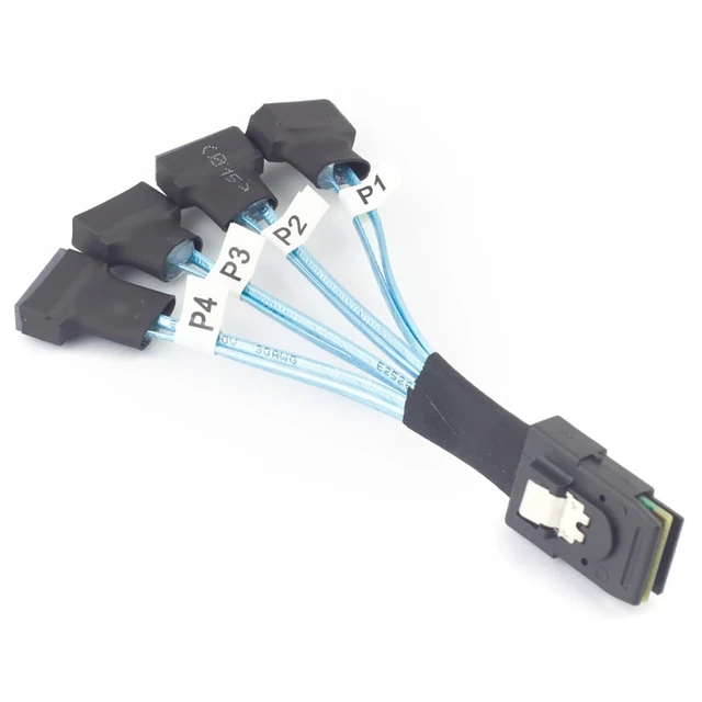 Alt view image 7 of 10 - Mini SAS SFF-8087 to 4× SATA 7Pin Male Cable, 12Gbps Internal High-Speed Server Harness, 30AWG (19.68, Inches)