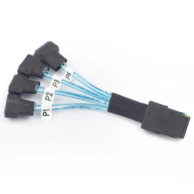 Alt view image 10 of 10 - Mini SAS SFF-8087 to 4× SATA 7Pin Male Cable, 12Gbps Internal High-Speed Server Harness, 30AWG (19.68, Inches)