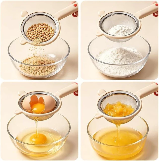 Alt view image 11 of 14 - Multi-functional kitchen flour sifter and strainer, household ultra-fine residue separator, baby food filter, soy milk strainer(green) greenx2