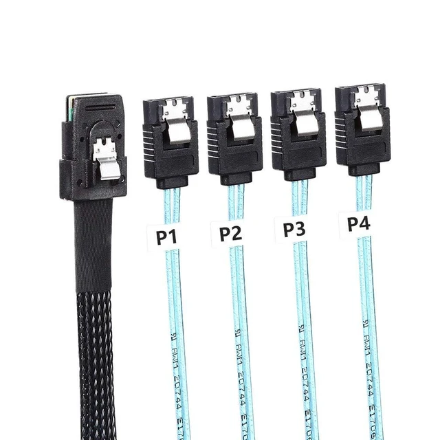 Alt view image 8 of 14 - 0.5m Internal Mini SAS SFF-8087 Male to 4 SATA Forward Breakout Female Cable,Hard Drive Data Transfer Cable 1.6feet