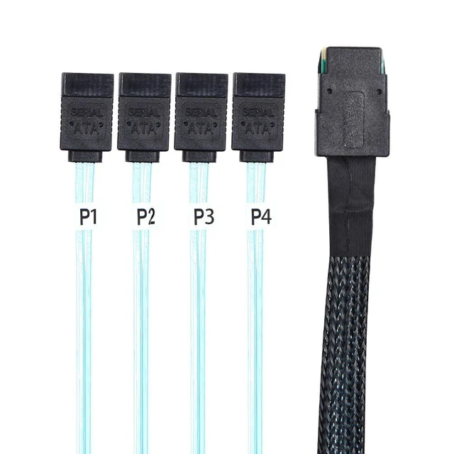 Alt view image 9 of 14 - 0.5m Internal Mini SAS SFF-8087 Male to 4 SATA Forward Breakout Female Cable,Hard Drive Data Transfer Cable 1.6feet