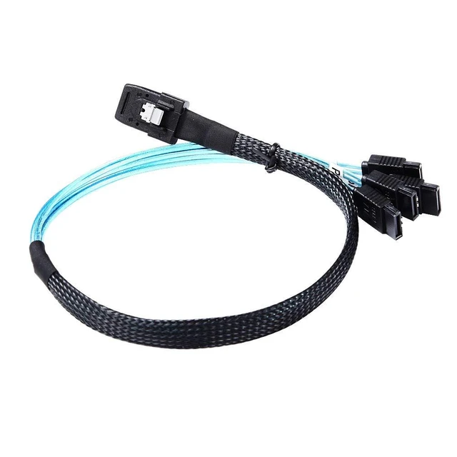 Alt view image 12 of 14 - 0.5m Internal Mini SAS SFF-8087 Male to 4 SATA Forward Breakout Female Cable,Hard Drive Data Transfer Cable 1.6feet
