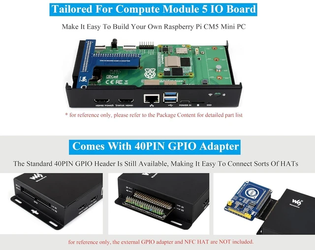 Alt view image 10 of 14 - Metal Case Compatible with Raspberry Pi Official Compute Module 5 IO Board, Comes with CM5 Cooling Fan and 40PIN GPIO Adapter
