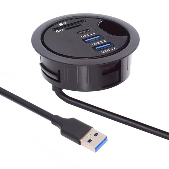 Alt view image 8 of 14 - 2 Port USB 3.0 Hub SD TF USB-C USB Splitter 60mm Desk Grommet Dock Station Micro-SD Card Reader for Desktop PC(USB3.0+USB-C+SD/TF)