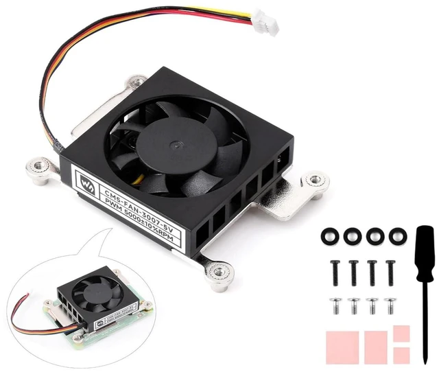 Alt view image 8 of 14 - Dedicated 3007 Cooling Fan Compatibe with Raspberry Pi Compute Module 5, Low Noise 5V Power Supply PWM Speed Adjustment, with Thermal Tapes