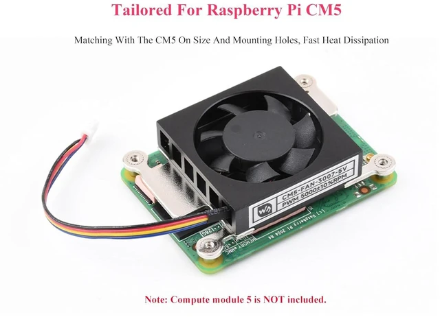 Alt view image 10 of 14 - Dedicated 3007 Cooling Fan Compatibe with Raspberry Pi Compute Module 5, Low Noise 5V Power Supply PWM Speed Adjustment, with Thermal Tapes