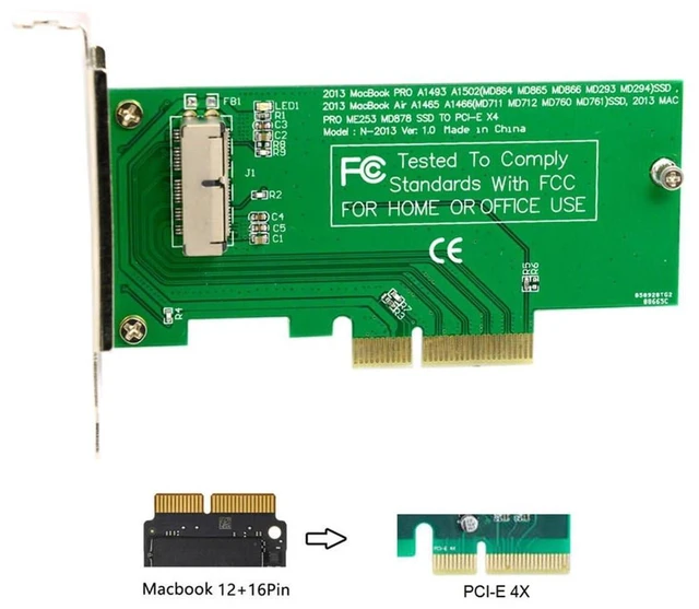 Alt view image 13 of 14 - PCI Express 4.0 PCI-E 4X Host to 12Pin+16Pin Contacts SSD Convert Card for 2013 2014 2015 2016 2017 Mac A1493 A1502 A1465 A1466