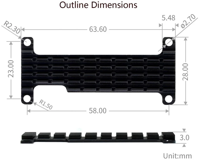 Alt view image 14 of 14 - Aluminum Heatsink Cooler with Thermal Tapes for Raspberry Pi Zero 2 W/WH