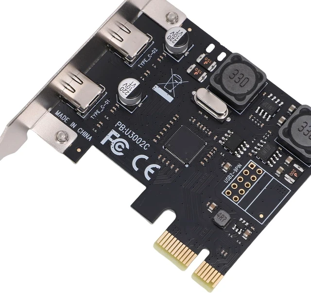 Alt view image 12 of 14 - 5Gbps PCIe to Type C Expansion Card, 2 Port PCIe USB 3.0 Expansion Card for Wins 7, 8, 10, PCIe X1 Interface for PCIE X1, X2, X4, X8, X16