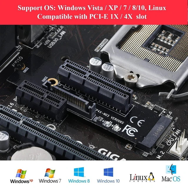 Alt view image 8 of 12 - 2 Pack M.2 Key M Transfer PCI-E 1X 4X Card Transfer to M.2 NGFF Adapter Card (2 Packs)