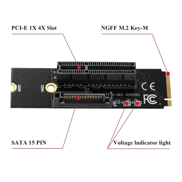 Alt view image 11 of 12 - 2 Pack M.2 Key M Transfer PCI-E 1X 4X Card Transfer to M.2 NGFF Adapter Card (2 Packs)
