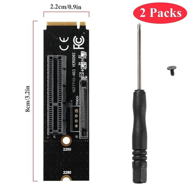 Alt view image 12 of 12 - 2 Pack M.2 Key M Transfer PCI-E 1X 4X Card Transfer to M.2 NGFF Adapter Card (2 Packs)