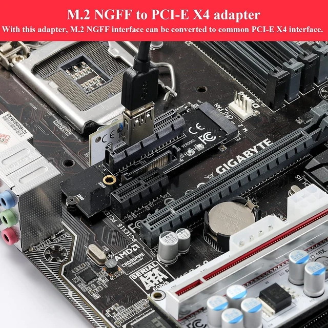 Alt view image 9 of 12 - 2 Pack M.2 Key M Transfer PCI-E 1X 4X Card Transfer to M.2 NGFF Adapter Card (2 Packs)