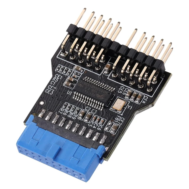 Alt view image 8 of 14 - USB 3.0 9PIN to USB2.0 9PIN Front Panel Socket Adapter Card,USB 3.0 Motherboard 19PIN to Dual 9-PIN Interface Expansion Card