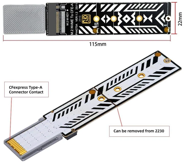 Alt view image 11 of 14 - CFexpress Type-A to NVME 2230 2240 2260 2280 Memory Card Kit Case CFE CFA M-Key Adapter for Camera 8K RAW PCIe Expansion