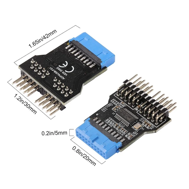 Alt view image 14 of 14 - USB 3.0 9PIN to USB2.0 9PIN Front Panel Socket Adapter Card,USB 3.0 Motherboard 19PIN to Dual 9-PIN Interface Expansion Card