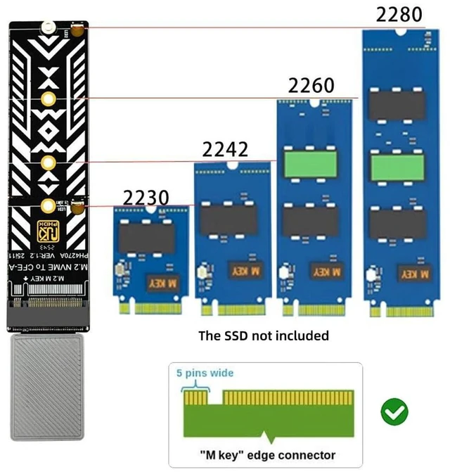 Alt view image 13 of 14 - CFexpress Type-A to NVME 2230 2240 2260 2280 Memory Card Kit Case CFE CFA M-Key Adapter for Camera 8K RAW PCIe Expansion