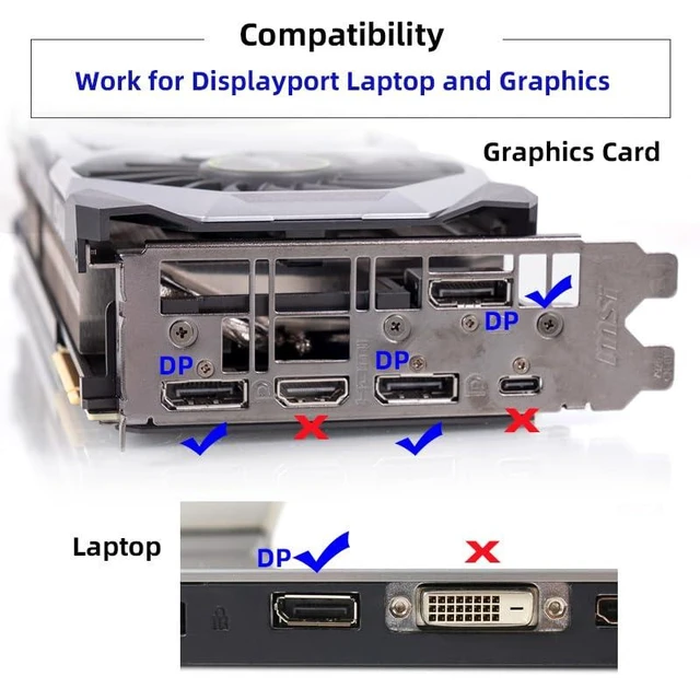 Alt view image 14 of 14 - DP Virtual Display Adapter Displayport Dummy Plug Headless Ghost DP Emulator Compatible with Remote Desktop Laptop Server NAS Black Color (4K@17hz)