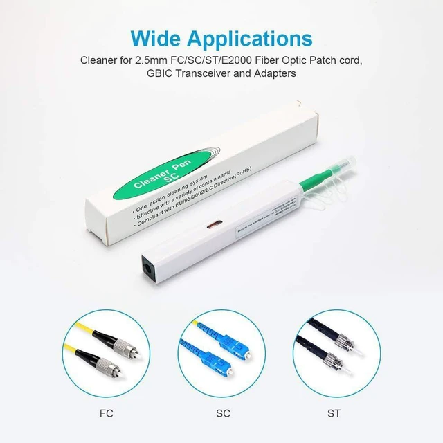 Alt view image 8 of 12 - Fiber Optic Cleaner, 2.5mm SC Fiber Optic connectors Cleaning Pen for Ferrule end Faces of SC/ST/FC, UPC, One Click Cleaner, up to 800 Cleans
