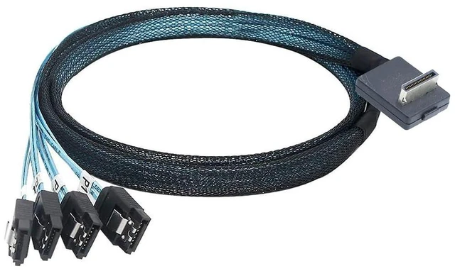 Alt view image 8 of 14 - PCIE Oculink-Compatible SAS SFF-8611 4i 90° to 4* SATA 7P Server Super Speed Cable Data Transfer Extension Cable (100cm)