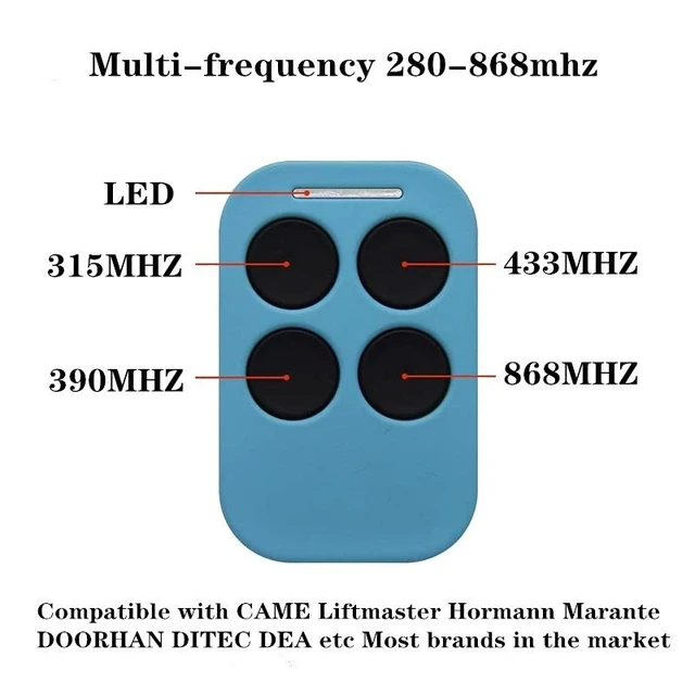 Alt view image 6 of 11 - Multi-frequency 280-868 MHz universal remote control for garage door opening and closing