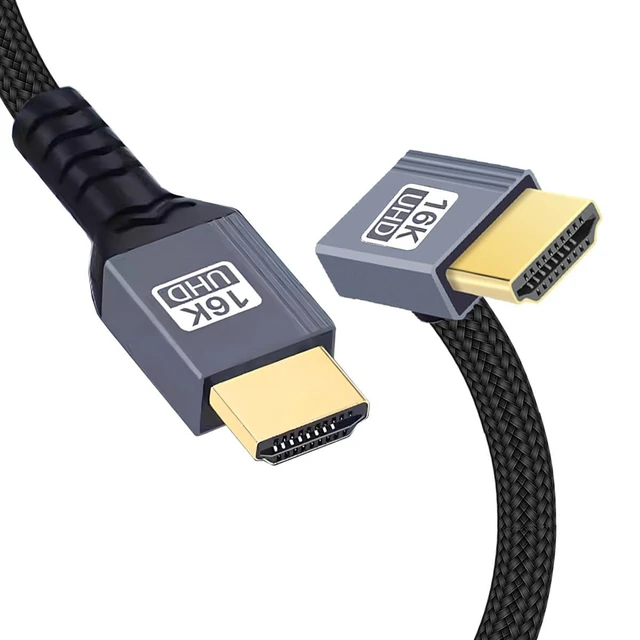 Alt view image 8 of 14 - 90 Degree Down Angled 16K UHD 8K HDMI 2.2 Version Type-A Male to HDMI Male HDTV Cable Compatible with Desktop Laptop Monitor (50cm)