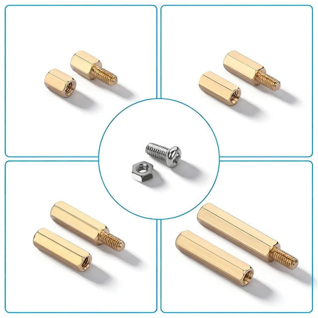Alt view image 11 of 14 - 120PCS M3 Brass Spacer Standoff Set - Multipurpose Screws Nuts Kit for DIY Eurorack Synthesizer Computer Modification Creative Crafts
