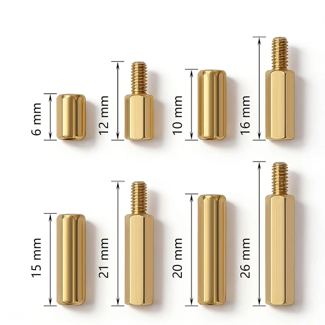Alt view image 14 of 14 - 120PCS M3 Brass Spacer Standoff Set - Multipurpose Screws Nuts Kit for DIY Eurorack Synthesizer Computer Modification Creative Crafts