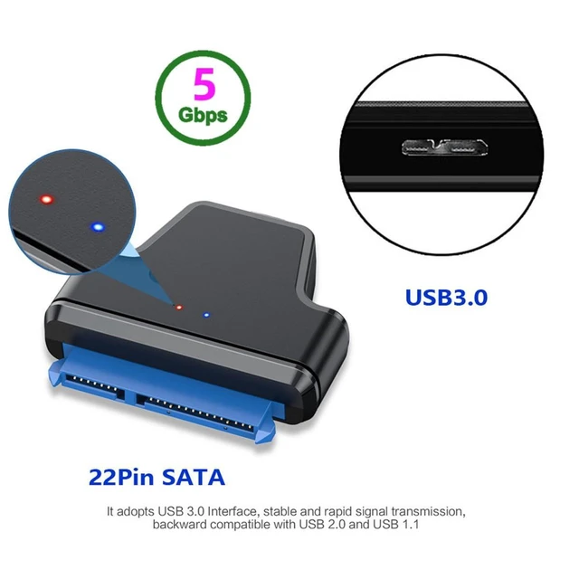 Alt view image 11 of 14 - 5Gbps Micro USB 3.0 to SATA 22Pin 7+15 Enclosure Adapter for 2.5" Hard Disk Drive SSD HDD Mass Storage Class