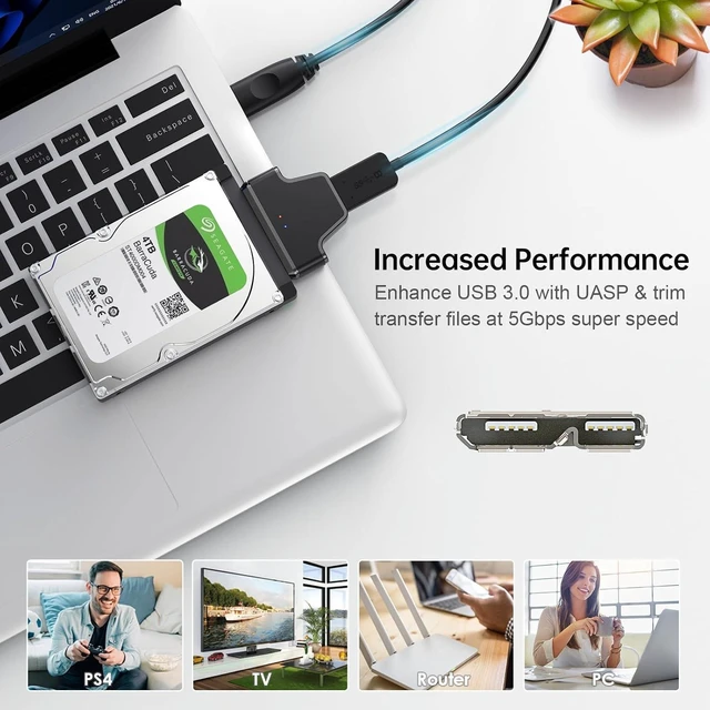 Alt view image 14 of 14 - 5Gbps Micro USB 3.0 to SATA 22Pin 7+15 Enclosure Adapter for 2.5" Hard Disk Drive SSD HDD Mass Storage Class