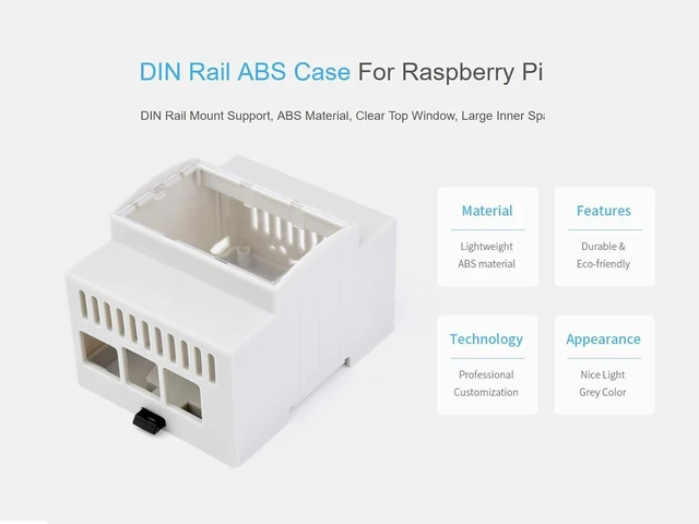 Alt view image 8 of 12 - Case for Raspberry Pi 5, DIN Rail ABS Case Compatible with Raspberry Pi Hats PoE HAT (F), RS485 CAN HAT etc. Clear Top Window, Large Inner Space, Injection Moduling