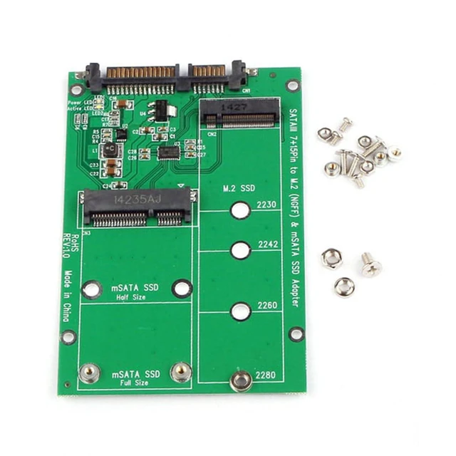 Alt view image 10 of 14 - 2-in-1 Combo M.2 B+M-Key & mSATA 68Pin SSD to 2.5 inch SATA 3.0 22Pin Adapter Converter Case Enclosure with Green PCBA