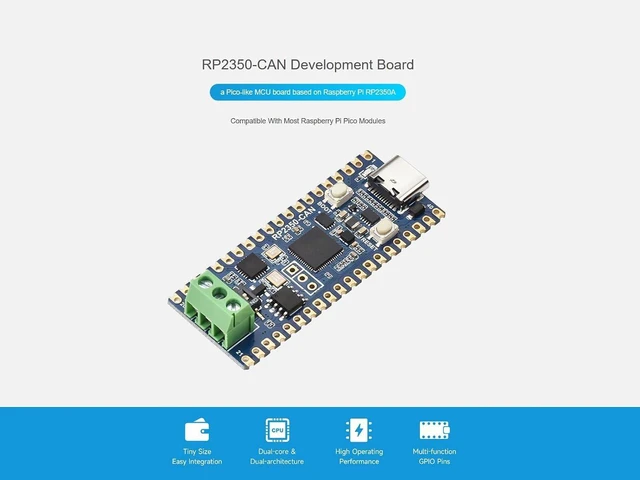 Alt view image 8 of 12 - RP2350 CAN Development Board Based on Rasp Pi RP2350 Dual-core & Dual-Architecture Microcontroller Chip, Onboard XL2515 CAN Controller, Compatible with Raspberry Pi Pico Modules