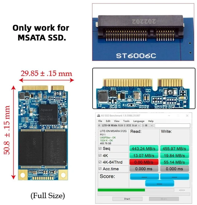 Alt view image 10 of 14 - Slim Type 50Pin mSATA 3050 SSD 5x3cm to 2.5" SATA 3.0 22Pin Disk Adapter 6Gbps PCBA