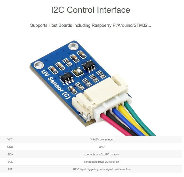 Alt view image 11 of 14 - Digital LTR390-UV Ultraviolet Sensor (C), Direct UV Index Value Output, I2C Bus 3.3V/5V,Compatible with Raspberry Pi/forArduino/STM32