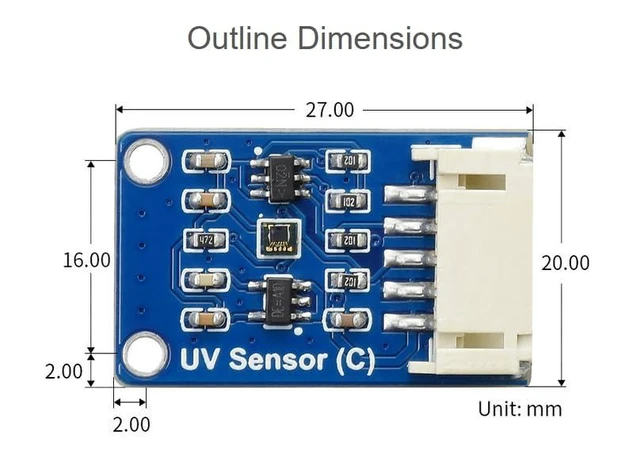 Alt view image 13 of 14 - Digital LTR390-UV Ultraviolet Sensor (C), Direct UV Index Value Output, I2C Bus 3.3V/5V,Compatible with Raspberry Pi/forArduino/STM32