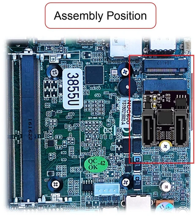 Alt view image 13 of 14 - Key A+E PCI Express to SATA 3.0 6Gbps Dual Ports Adapter Converter Hard Drive Extension Card JMB582 2230,SATA PM Multiplier Port Selector