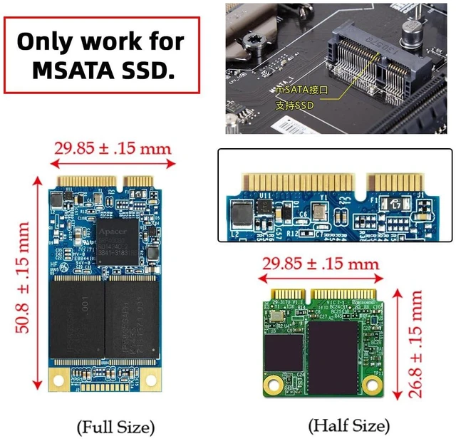 Alt view image 9 of 14 - 2-in-1 Combo M.2 B+M-Key & mSATA 68Pin SSD to 2.5 inch SATA 3.0 22Pin Adapter Converter Case Enclosure with Green PCBA