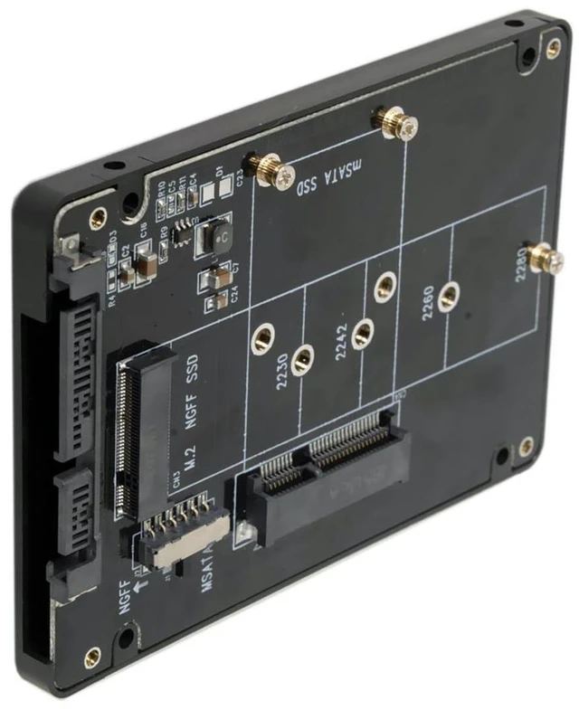 Alt view image 8 of 14 - 2-in-1 Combo M.2 B+M-Key & mSATA 68Pin SSD to 2.5 inch SATA 3.0 22Pin Adapter Converter Case Enclosure with Switch & Black Cover