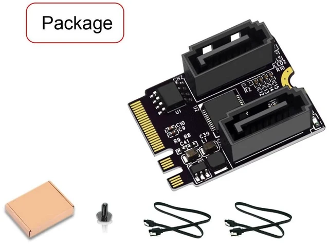 Alt view image 14 of 14 - Key A+E PCI Express to SATA 3.0 6Gbps Dual Ports Adapter Converter Hard Drive Extension Card JMB582 2230,SATA PM Multiplier Port Selector