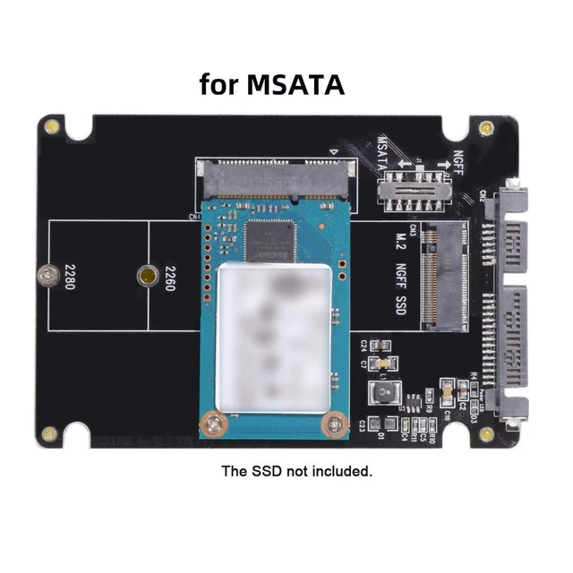 Alt view image 12 of 14 - 2-in-1 Combo M.2 B+M-Key & mSATA 68Pin SSD to 2.5 inch SATA 3.0 22Pin Adapter Converter Case Enclosure with Switch & Black Cover