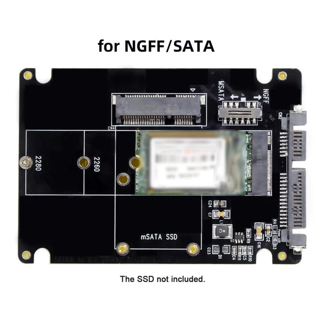 Alt view image 13 of 14 - 2-in-1 Combo M.2 B+M-Key & mSATA 68Pin SSD to 2.5 inch SATA 3.0 22Pin Adapter Converter Case Enclosure with Switch & Black Cover