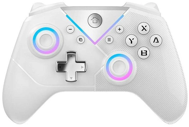 Alt view image 7 of 12 - CM617 Wireless Controller Hall Joystick, 6-Axis Gyro, Turbo, Programmable, 11 RGB Modes, for Switch/PC/Android/iOS White