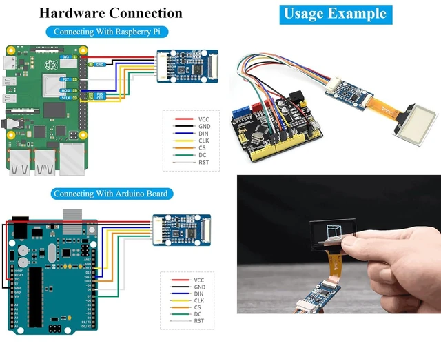Alt view image 13 of 14 - 1.51inch Transparent OLED Compatible with Raspberry Pi 5/4B/3B+/3B/A+/Pi Zero W/Pi Zero 2W, 128 x 64 Resolution, SPI/I2C Interfaces, Embedded Independent Driver Chip, Light Blue Color Display