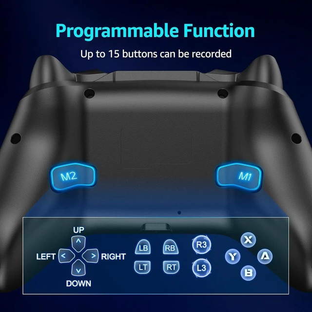Alt view image 9 of 12 - CM617 Wireless Controller Hall Joystick, 6-Axis Gyro, Turbo, Programmable, 11 RGB Modes, for Switch/PC/Android/iOS White
