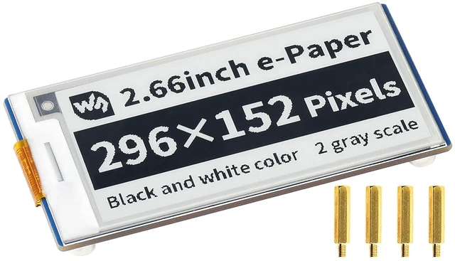 Alt view image 8 of 14 - 2.66inch E-Paper Module for Raspberry Pi Pico, Black/White Two-Color E-Ink Display SPI Interface Support Partial Refresh
