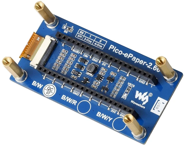 Alt view image 11 of 14 - 2.66inch E-Paper Module for Raspberry Pi Pico, Black/White Two-Color E-Ink Display SPI Interface Support Partial Refresh