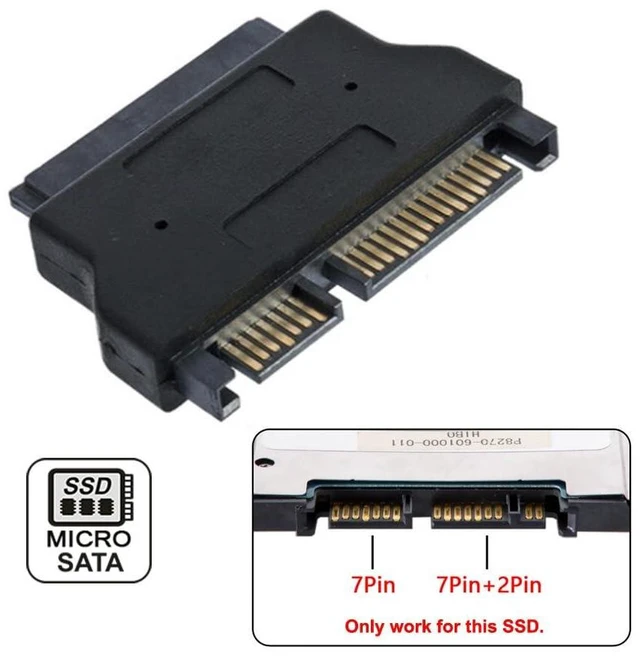 Alt view image 9 of 14 - Micro SATA 7+9p 16pin SSD 1.8" HDD Hard Disk Drive to 2.5" SATA 7+15p 22pin Adapter 6Gbps for Laptop Desktop